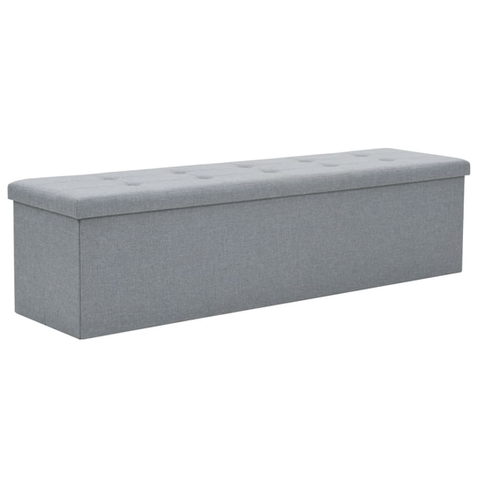 vidaXL foldbar opbevaringsbænk imiteret linned 150 x 38 x 38 cm lysegrå
