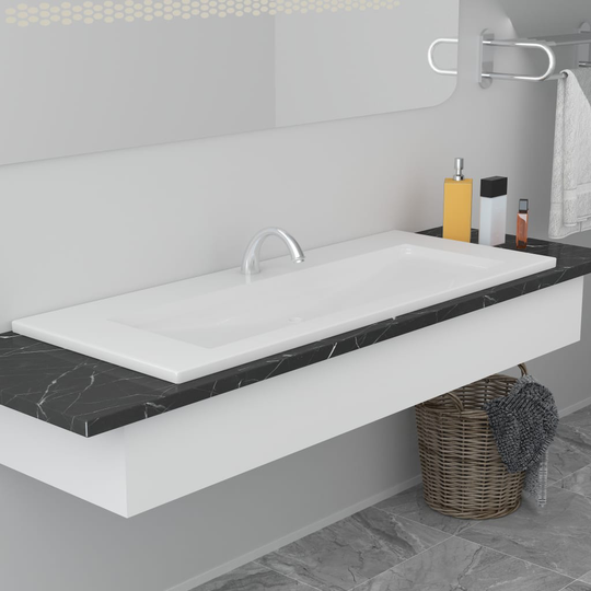 vidaXL indbygget håndvask 101x39,5x18,5 cm keramisk hvid