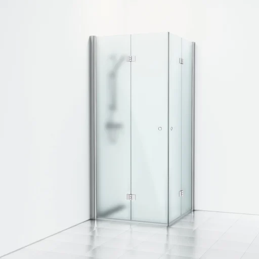 Svedbergs Skoga foldehjørnedusj 90 x 90 cm, frostet glass/blank alu