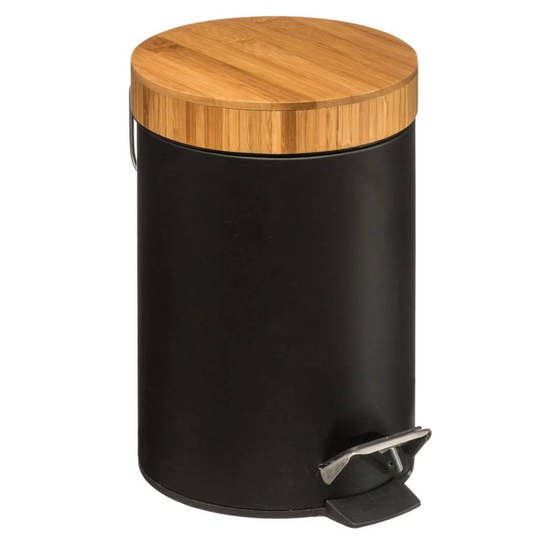 Pedalspand, Bambus / Metal, 3 L - Sort