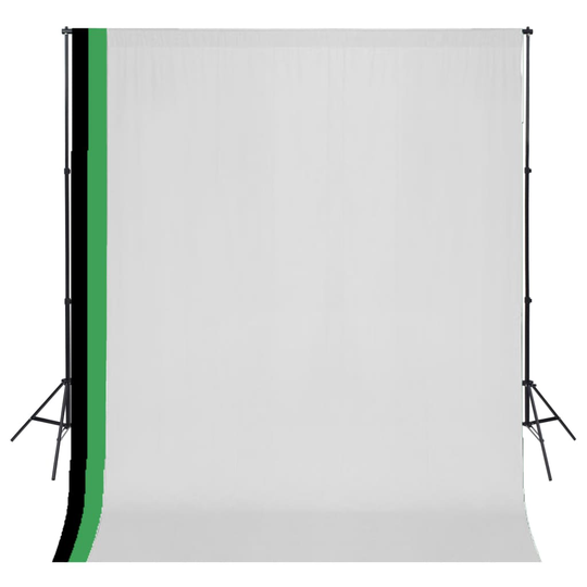 vidaXL studieudstyr 3 fotobaggrunde bomuld justerbart stel 3 x 3 m