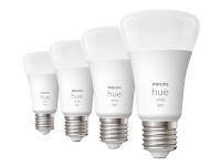 Philips Hue White - LED-lyspære - form: A60 - E27 - 9 W (tilsvarende 60 W) - klasse F - varmt hvidt lys - 2700 K (pakke med 4)