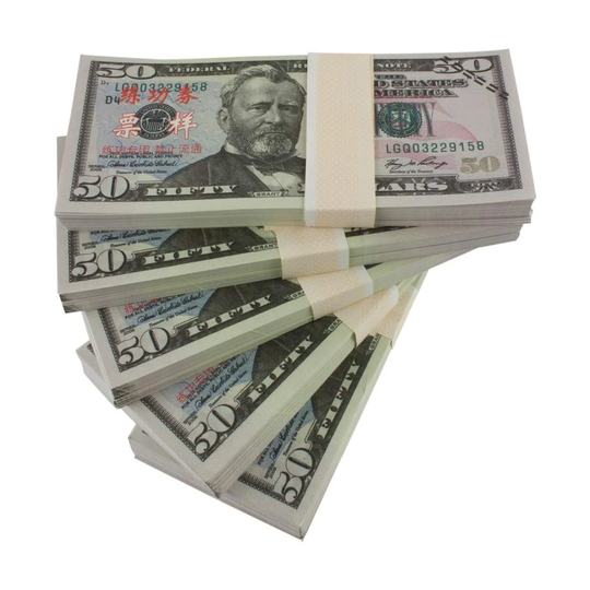 Legetøjspenge - 50 Amerikanske dollar (100 sedler)