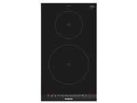 Siemens iQ100 EH375FBB1E - Induktions kogeplade - 2 plader - Niche - bredde: 27 cm - dybde: 49 cm - sort/børstet aluminium - med rustfrit stål-sidepynt, - med facetteret frontkant