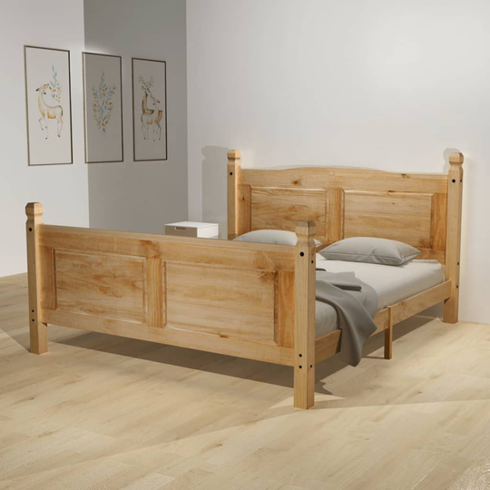 vidaXL seng med madras mexicansk fyrretræ Corona-serien 140 x 200 cm