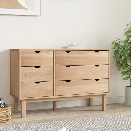 vidaXL kommode 113,5x39,5x73 cm massivt fyrretræ