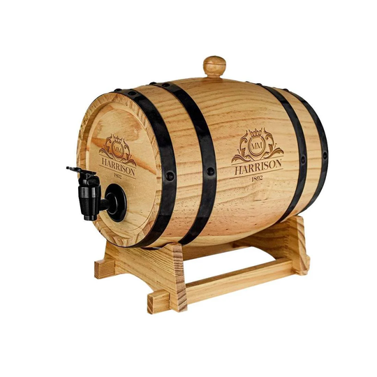 Vin- og Whiskytønde med Hane - Træ - 3 L