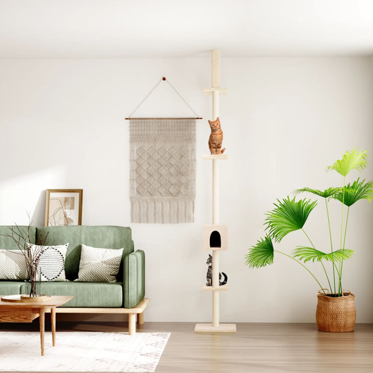 vidaXL kradsetræ fra gulv til loft 250,5-276,5 cm cremefarvet