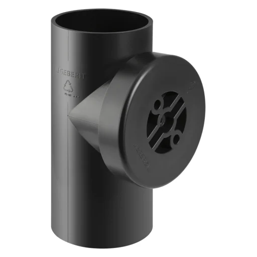 63 mm x 90 ° Renserør med deksel sort PEH Geberit