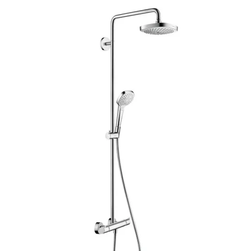 Hansgrohe Croma Select E 180 2jet Dusjsystem m/Termostat & EcoSmart, Krom/Hvit