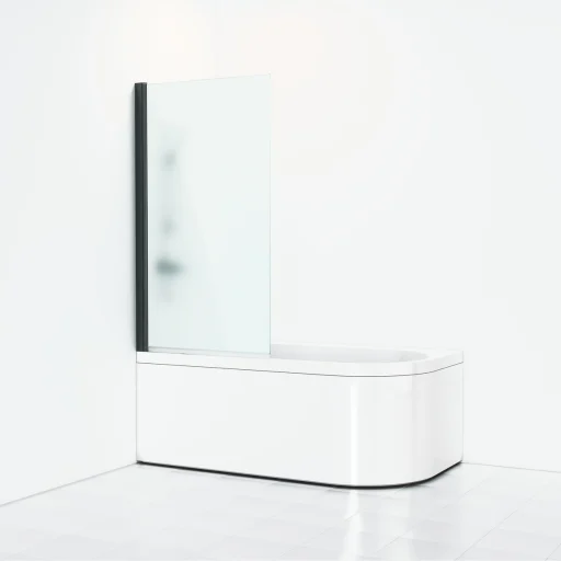 Svedbergs Skoga skjermvegg badekar 80 cm, frostet glass/matt sort