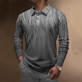Herre POLO T-skjorte Golf skjorte Grafiske trykk Aftæpning Grå utendørs Gate Langermet Knapp ned Trykt mønster Klær Mote Gatemote Designer Myk