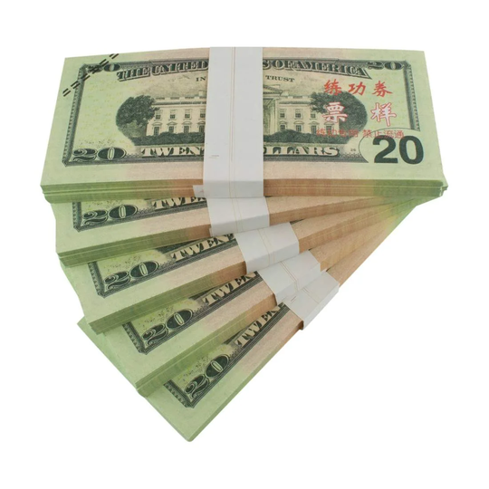 Legetøjspenge - 20 amerikanske dollar (100 sedler)