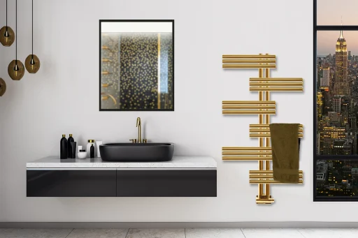 Kriss Aura speil med lys med sort, 80x60 cm
