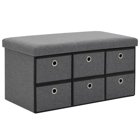 vidaXL foldbar opbevaringsbænk imiteret linned 76 x 38 x 38 cm mørkegrå