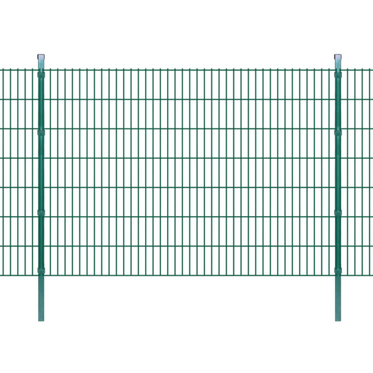 vidaXL 2D paneler og pæle til havehegn, 2.008x1.430 mm, 8 m, grønne