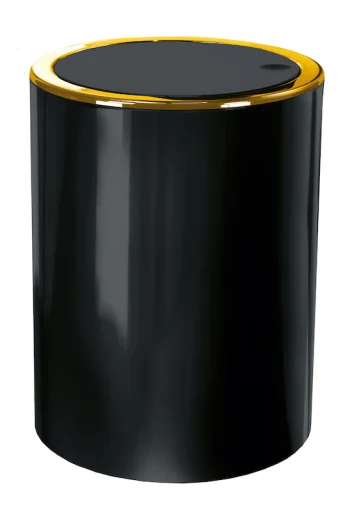 Kleine Wolke Golden Clap søppelkasse med vippelokk, 5 liter, sort/gull