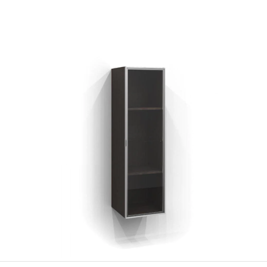 Svedbergs Høyskap Vitrine Dør med Glass 120cm / 35cm Svart + Røkfarget