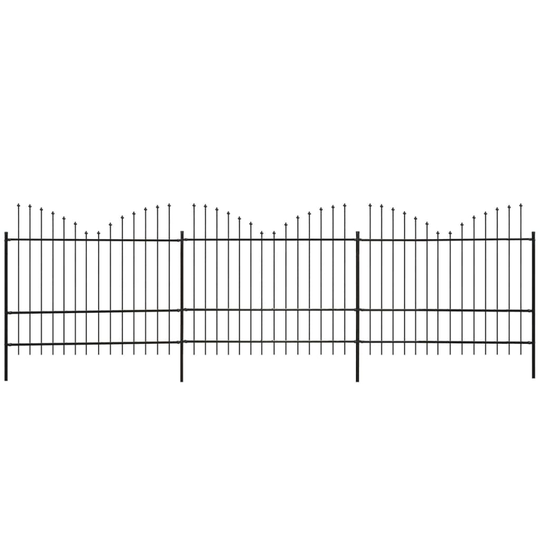 vidaXL havehegn med spydtop inverteret (1,5-1,75) x 6 m stål sort