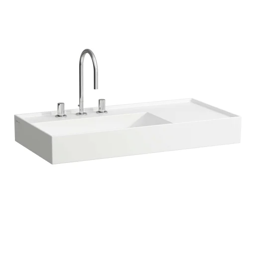 Kartell Laufen håndvask, 90x46 cm, hylle til høyre, rengjøringsvennlig, hvit