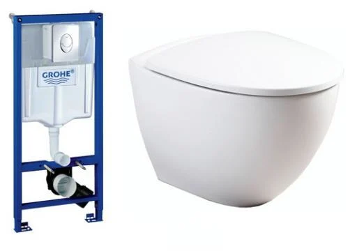 Komplett pakke m/GROHE sisterne, Ifö Sign Art vegghengt toalett og sete med Soft Closing