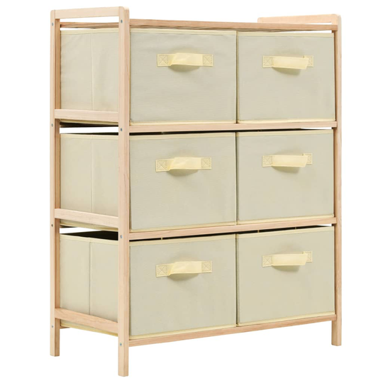 vidaXL opbevaringsstativ med 6 stofkurve cedertræ beige