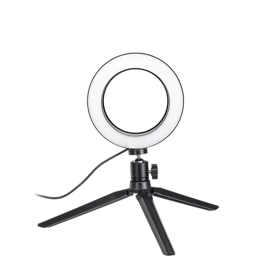 Selfie lampe / Ring light (20 cm) og stativ
