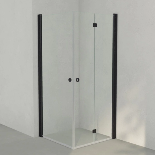 INR Iconic Nordic Rooms Dusjhjørne Linc 66 Flex Måltilpasset Svart Matt / - Høyre Klart Glass