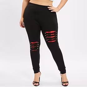 Dame Pluss størrelse Bukser Leggings Trykt mønster Helfarge Ruter Mote Moderne Avslappet Daglig Høy Full lengde Vinter Høst Svart L XL XXL 3XL 4XL