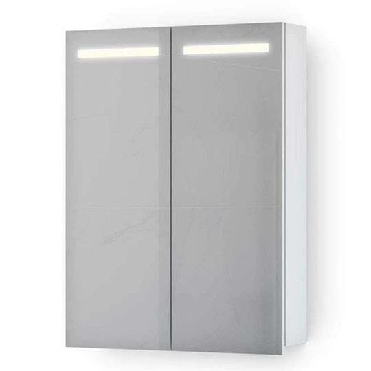 Vikingbad Ida Speilskap M/led, Stikk og Innvendig Speil - B(50-120)Xh80xd46cm Hvit Matt / 60cm