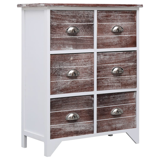 vidaXL sideskab med 6 skuffer 60 x 30 x 75 cm kejsertræ brun
