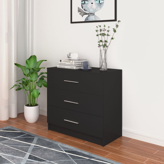 vidaXL kommode 71x35x68 cm spånplader sort