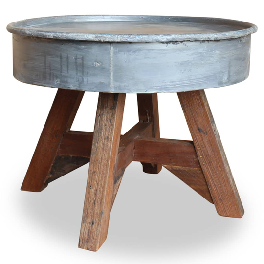 vidaXL sofabord i massivt genanvendt træ 60 x 45 cm sølvfarvet