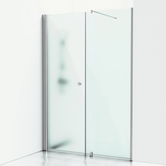Svedbergs Skoga Dusjnisje Rett Kombi (Vegg+dør) Krom / 180cm Frostet Glass