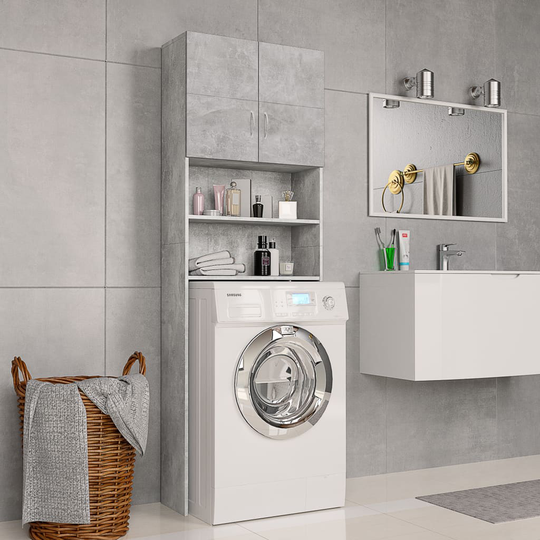 vidaXL vaskemaskineskab 64x25,5x190 cm konstrueret træ Betongrå