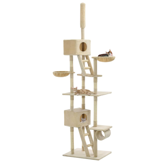 vidaXL kradsetræ til katte med sisal-kradsestolper 230-260 cm beige