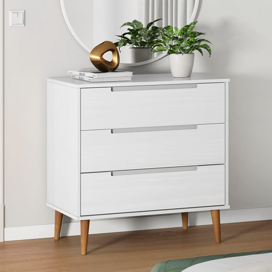 vidaXL kommode 80x40x80 cm massivt fyrretræ hvid
