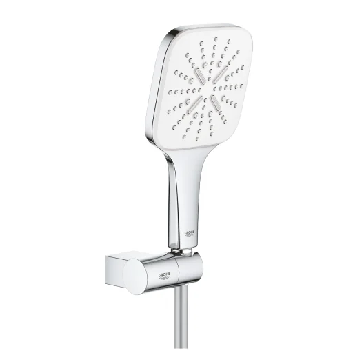 Grohe Rainshower SmartActive 130 Cube veggholdersett, justerbart, m/EcoJoy, krom/moon white