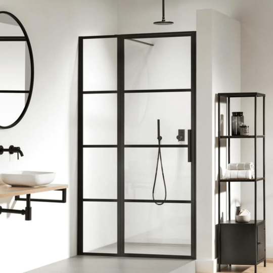 Sealskin Soho Dusjdør med Sidefelt - B100-120cm Svart Matt / 100cm Venstre