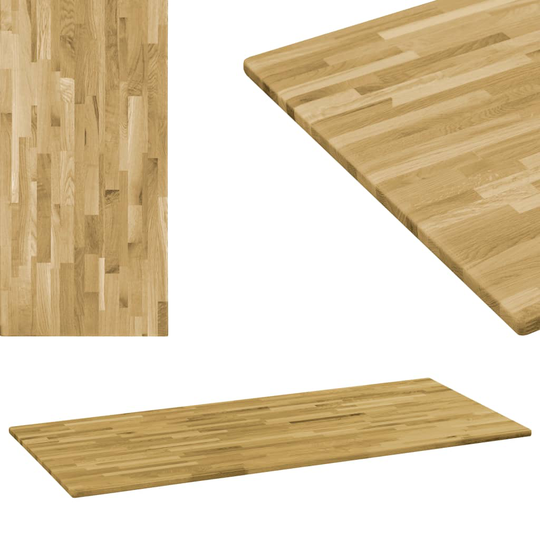 vidaXL bordplade i massivt egetræ rektangulært 23 mm 140 x 60 cm