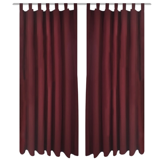 Gardiner i mikro-satin med løkker 2 stk. 140 x 245 cm Bordeaux-rød