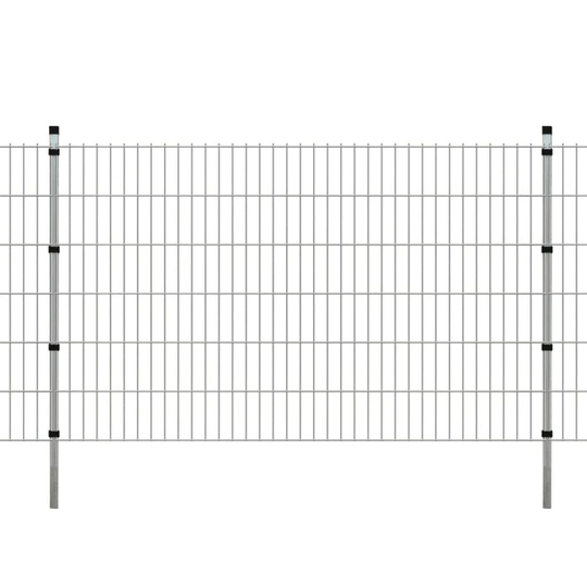 vidaXL 2D paneler og pæle til havehegn, 2.008x1.230 mm, 34 m, sølvgrå