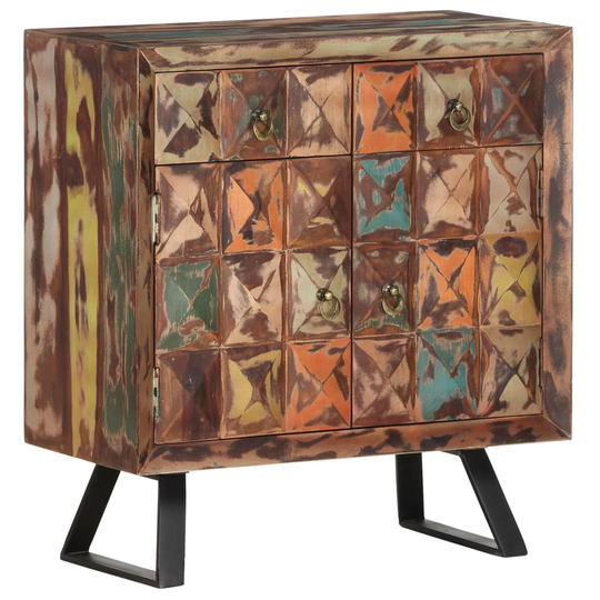 vidaXL sideskab 70 x 35 x 75 cm massivt genbrugstræ