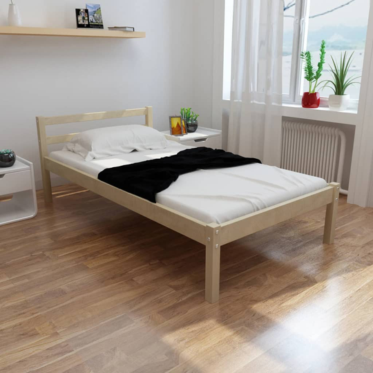 vidaXL seng med madras i memoryskum massivt fyrretræ 90 x 200 cm