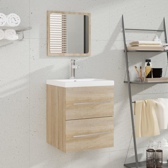 vidaXL badeværelsesskab 41x38,5x48 cm konstrueret træ sonoma-eg
