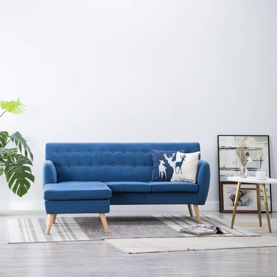 vidaXL L-formet sofa i stofbeklædning 171,5 x 138 x 81,5 cm blå