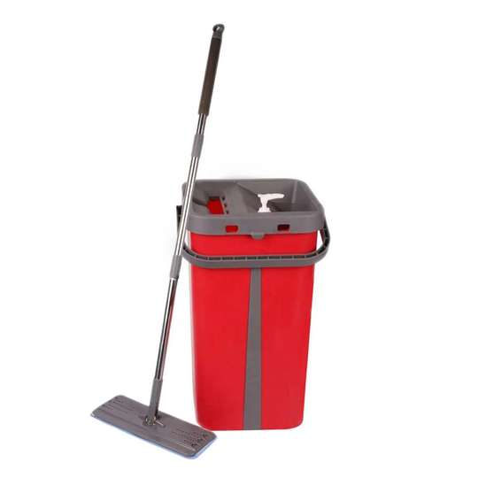 Fladmoppe med spand - Rød