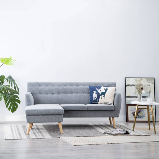 vidaXL L-formet sofa i stofbeklædning 171,5 x 138 x 81,5 cm lysegrå