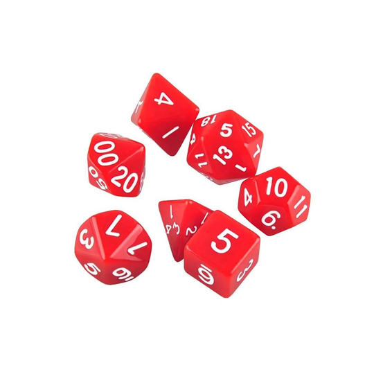 7-pack terninger til Dungeons and Dragon (Rød)