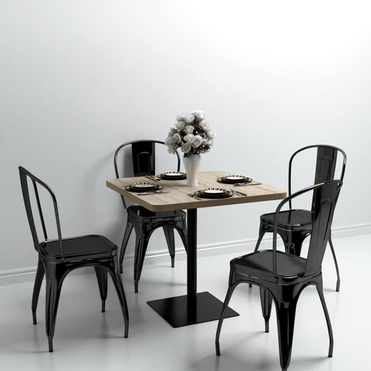 vidaXL bistrobord MDF og stål firkantet 80 x 80 x 75 cm egetræsfarvet